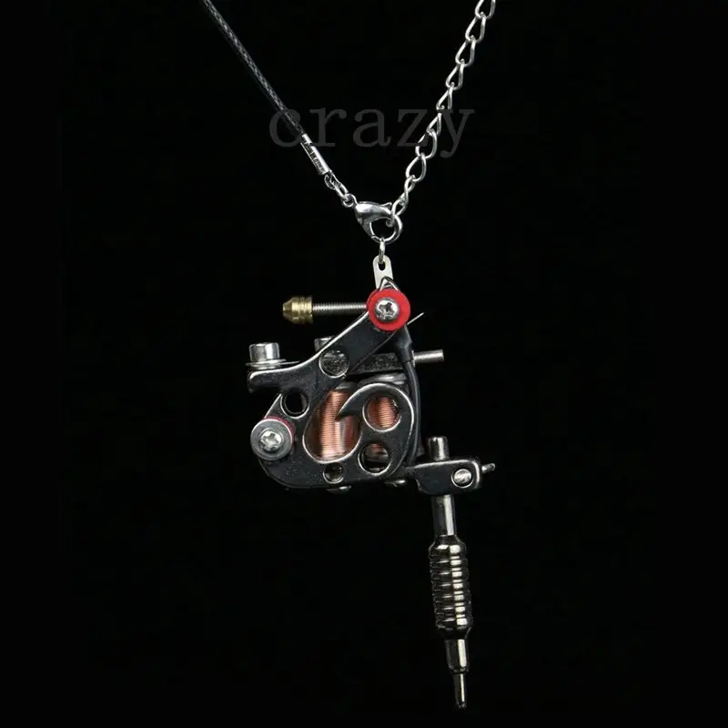 1PC Fashion Mini Tattoo Machine Jewelry Pendant Black Cool Tattoo