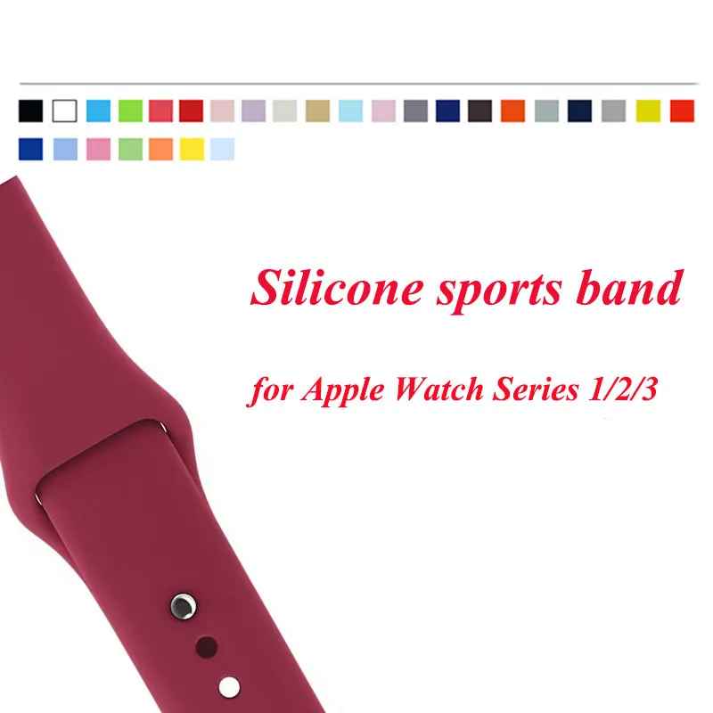 

Silicone Band for Apple Watch 38mm 42mm Replacement Sport Bracelet Wrist Strap for iWatch Series 1 Series 2 Series 3