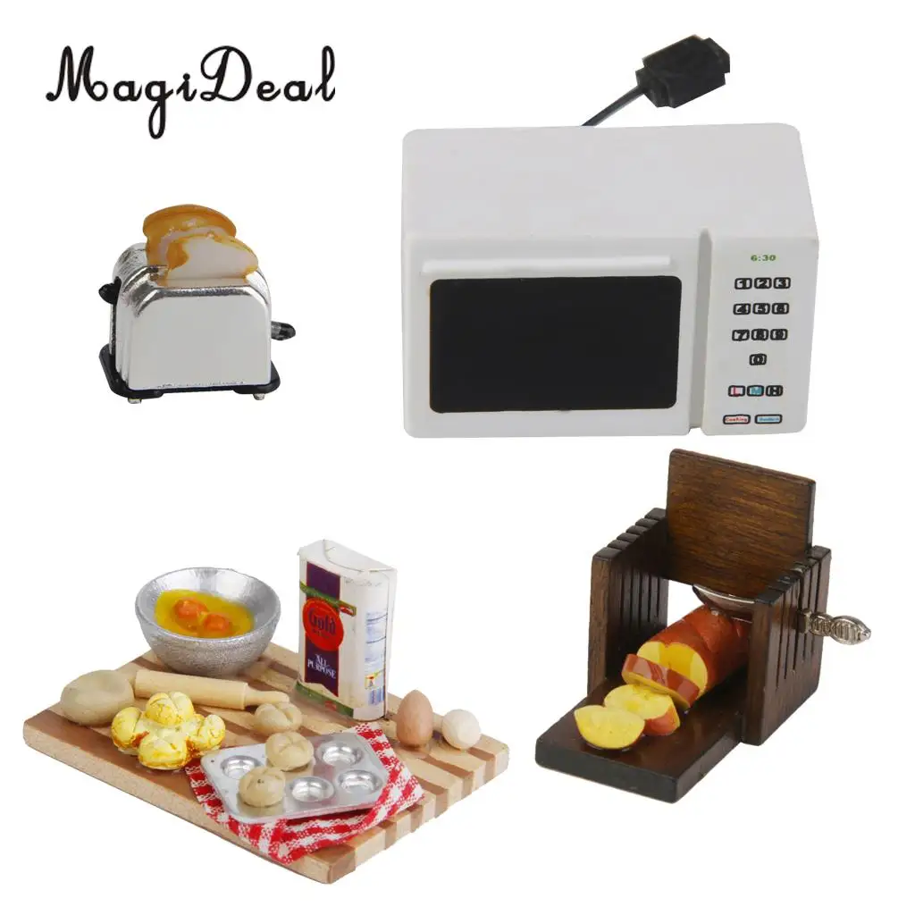 Modern Style 1:12 Scale Dollhouse Miniature Mini Wooden White Microwave Oven for Dolls House Kitchen Decor Life Scenes Toy