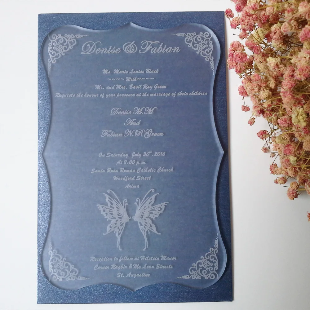  Customized sample for 5*7inch frosted acrylic wedding invitation card - 32761864705