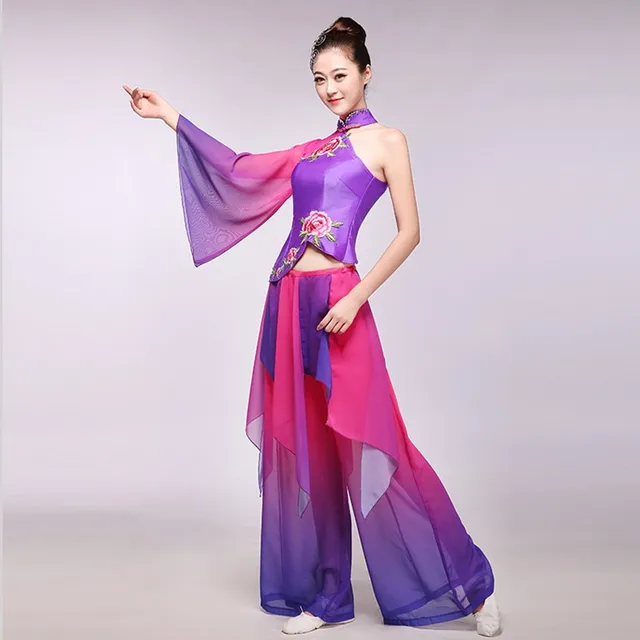 Aliexpress Women Embroidery Long Sleeves Clical Dance Women Embroidery Long Sleeves Clical Dance Costumes Violet Grant Ink Flower Fairy Chinese Folk Clothing