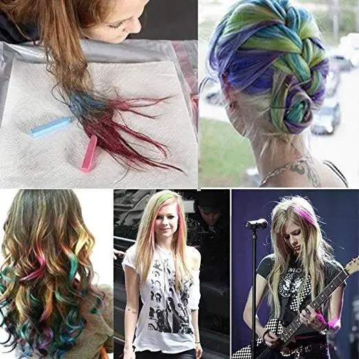 12 colors disposable non-toxic color chalk hair dye soft pencil beauty dye fit party holiday show DIY hairstyle