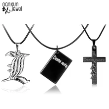 Quente do punk anime death note colar de metal cruz livro pingente de couro corrente cosplay feminino masculino acessórios gargantilha jóias presente 50cm