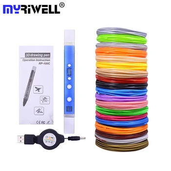 

Myriwell Original 3D Pen DIY 3D Printer Printing Pen + USB Power Adapter / 100M 1.75mm ABS Filament for Kids Drawing Painting