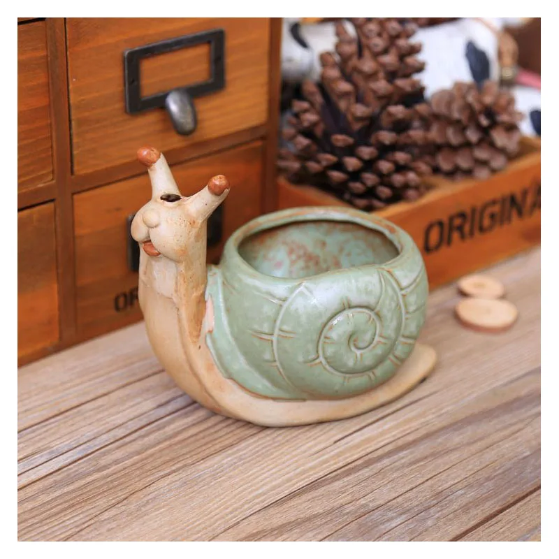 

Pastoral Resin Retro Snail Flowerpot Decorative Figurine Meat Plant Pot Desk Ornament Home Decoration Accessories Birthday Gifts
