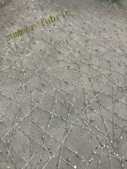 

Sparkly glued glitter no Embroidery Tulle Mesh Beads Lace Gold White Sequin Fabric For Clothes/Party Christmas Decoration