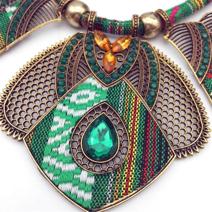 New Bohemian Ethnic Gold-plated Item Color Woven Rope Alloy Diamond Jewelry Necklace Jewelry (14)