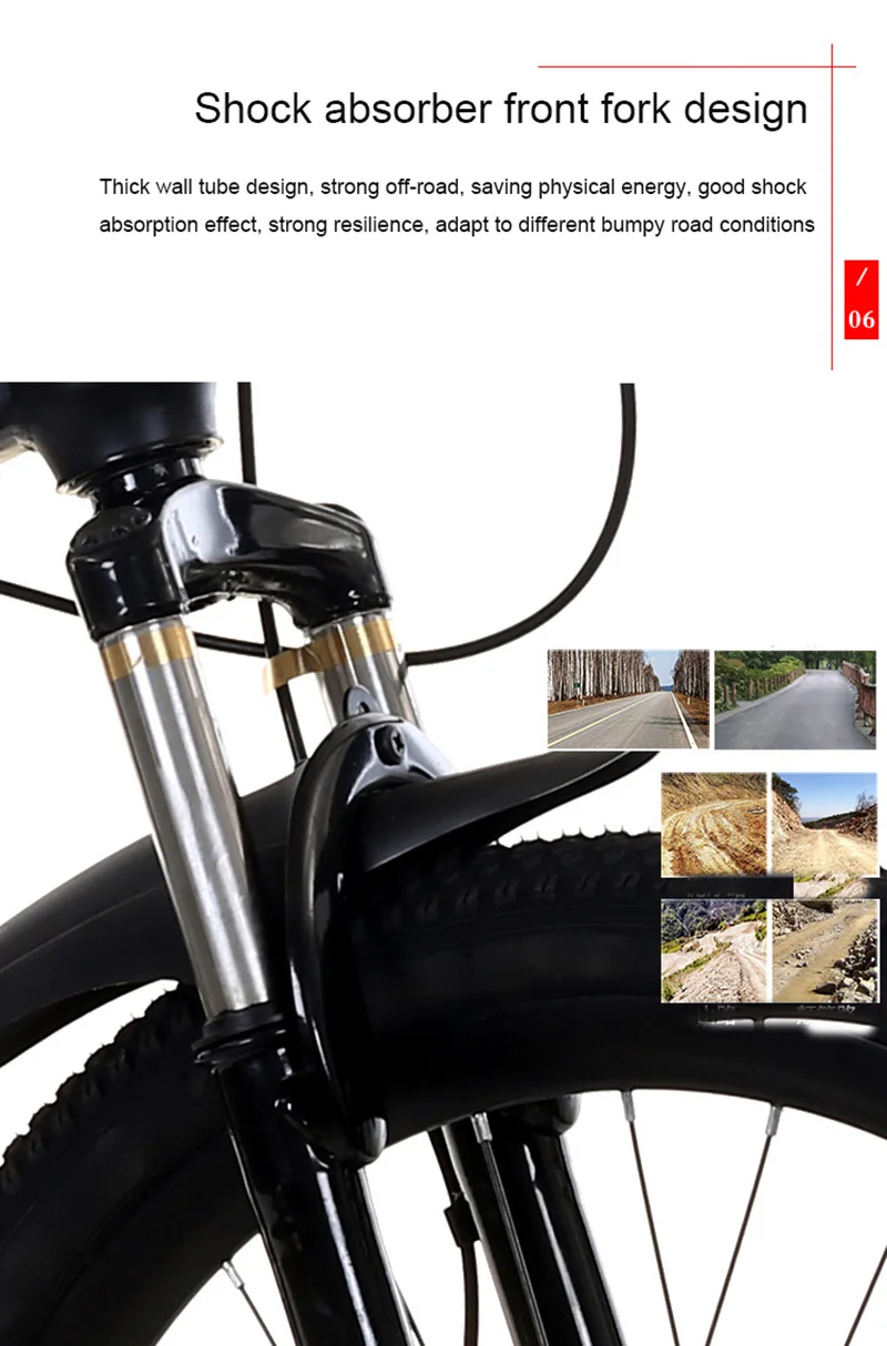 Cheap Adult Mountain Bike 24-Inch Single-Speed Two-Disc Brake Shock Absorber Student Mountain Bike 7