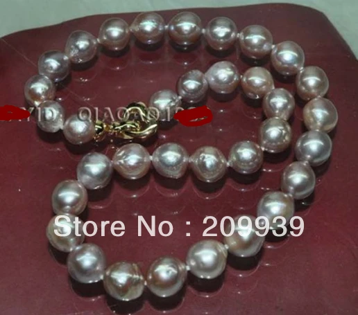 

free shipping>>@@ JY&2874 Natural 10-13mm near round purple KASUMI pearl necklace NEW