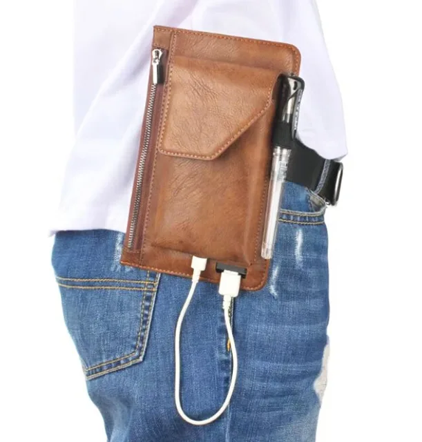 Hook Loop Man Belt Clip Zipper Card Pouch Dual Mobile Phone Leather Case: A Convenient Solution for Outdoor Activities