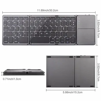 

VOBERRY Wireless Bluetooth Keyboard Folding three-segment Split Mini Keyboard And Touch Pad For Mobile Business Office
