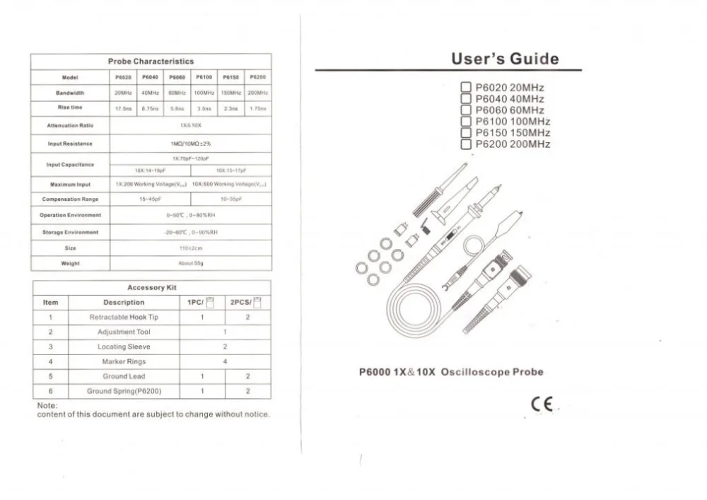 1 комплект Nuovo Arrivo di Alta качество P6100 Oscilloscopio Сонда DC-6MHz Dc-Сонда Ambito клип на Tektronix HP vendita calda