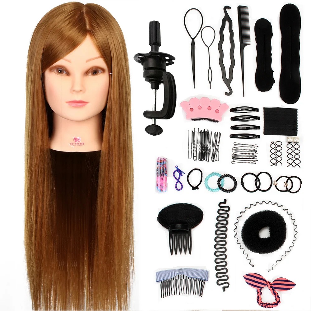 24 Inch 50 Human Hair Mannequin Head with Styling Set Hairdressing
