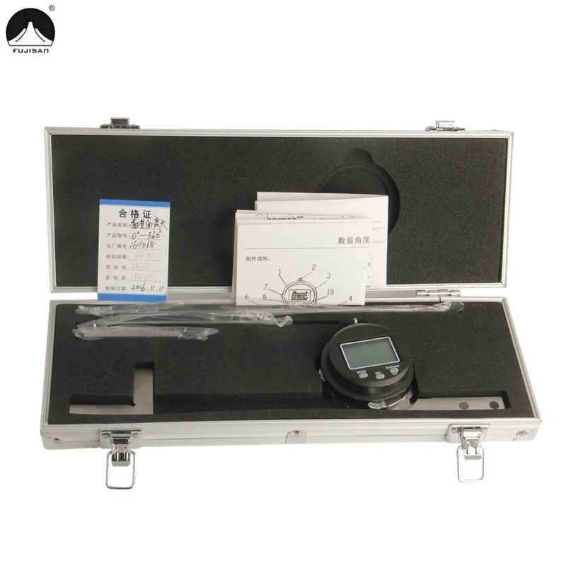 FUJISAN Digital Protractor Ruler 0-360Degree Angle Ruler Protractor Goniometer Gauge Angle Finder Woodworking Measure Tools 6