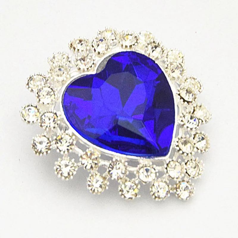 Silver Color Blue Heart Rhinestone Brooch Luxury Wholesale Wedding Bridal Brooch Pinsin