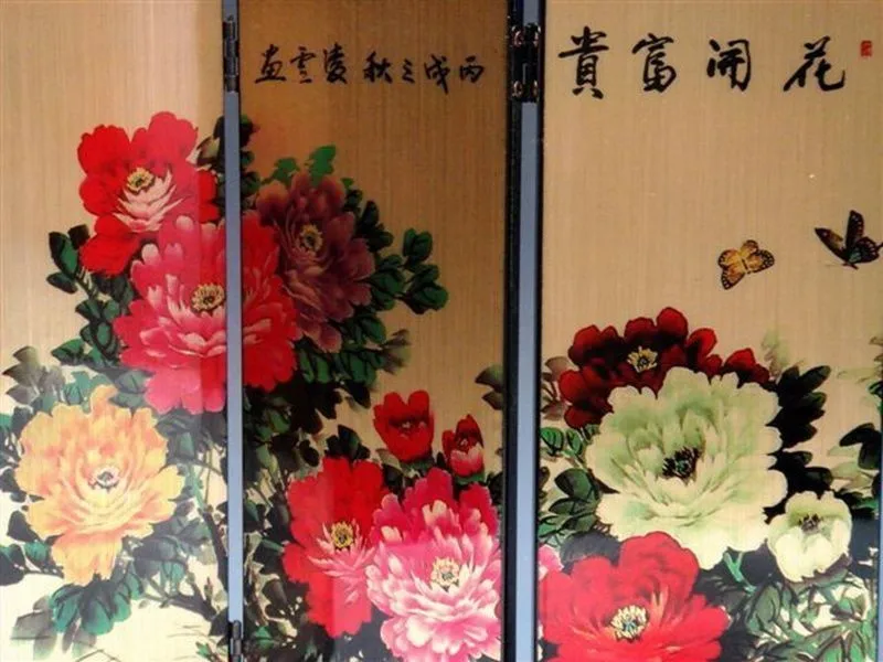 Китай великолепный лаковый складной экран-Удача цветение