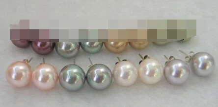 

hot sell new - free shipping 00336 8 pairs perfect round south sea shell pearl earring