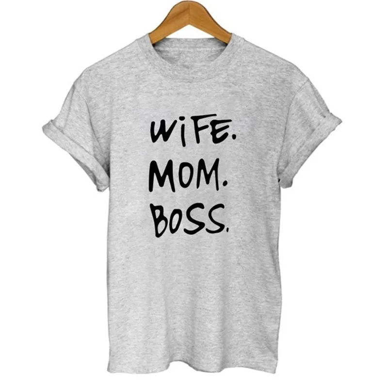 Жена принт "mom Boss" Футболка женская Повседневная классная летняя футболка для женщин, футболка с короткими рукавами для девочек