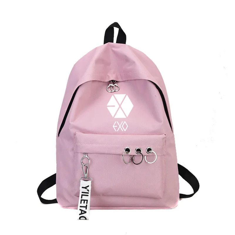 Прекрасный черный розовый Exo Got7 рюкзак для женщин Wanna One Ring Monsta X Twice холст школьная дорожная сумка рюкзак Sac Dos Femme - Цвет: exoR2