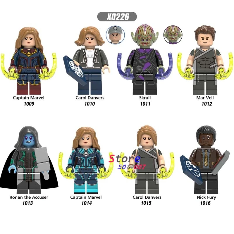 

Single Avengers 4 Endgame Captain Marvel Carol Danvers Skull Ronan Nick Fury Mar-vell Figures building blocks toys for children