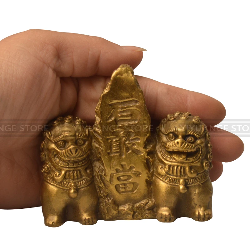 

Feng shui Taishan ShuangshiTaiji Shigandang медные Львы защищают дома и офиса украшения Подарки ремесла
