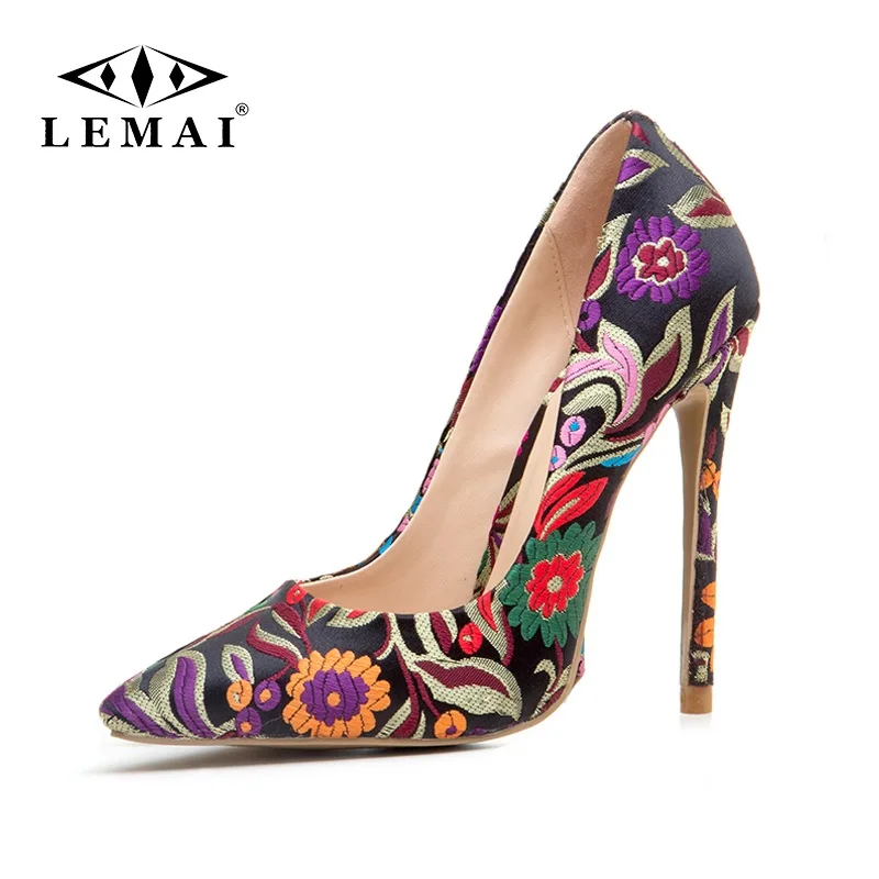 

LEMAI Top Quality Designer Ladies Elegant High Heels 8-10-12CM Sexy Pumps Women Party Shoes Stiletto Pointed-toe Big Size 43