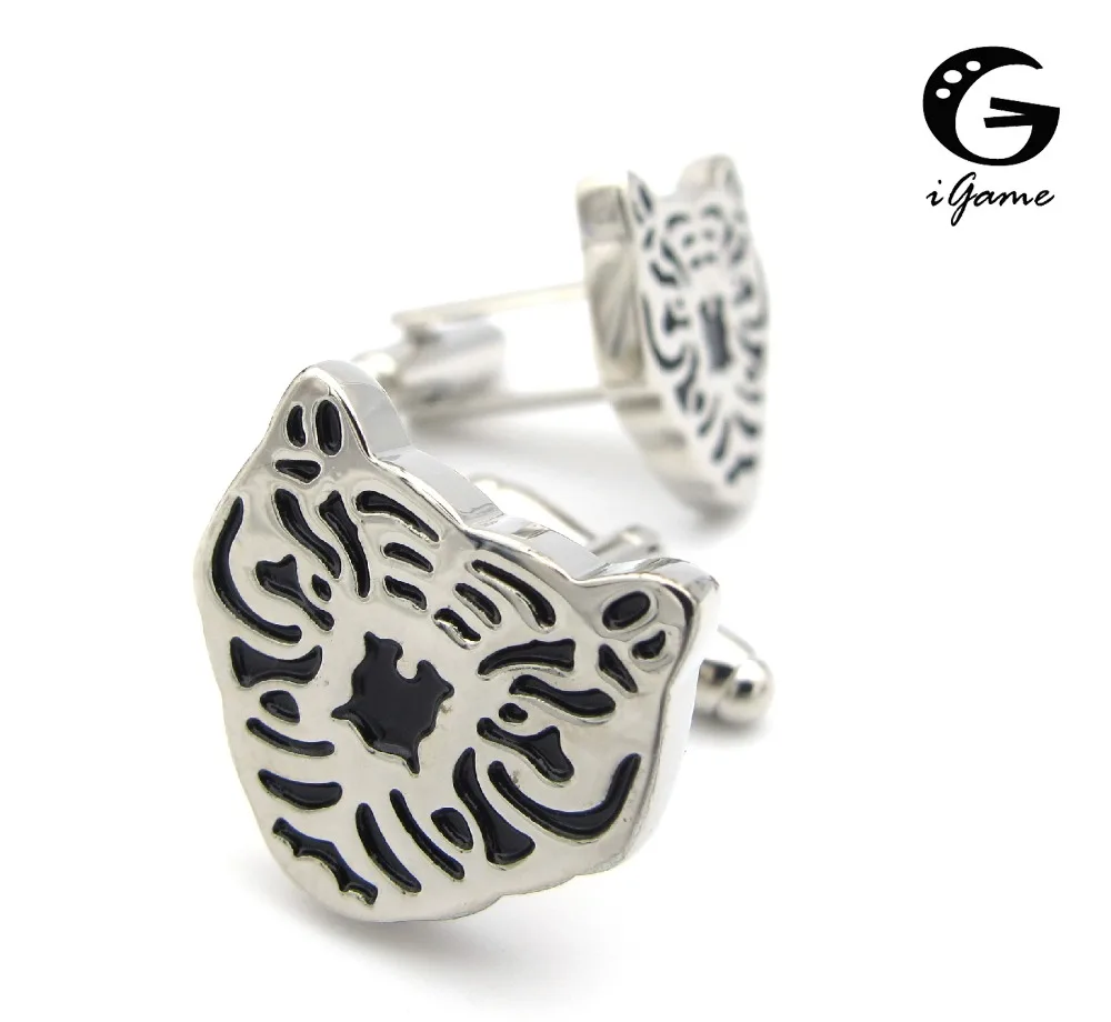 IGame Новое поступление Kong Fu Tiger Запонки черный цвет животный дизайн качество