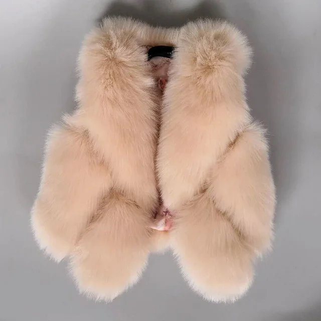 Winter Faux Fur Vest for Little Girl Solid Warm Children Waistcoat Sleeveless Baby Girls Fur Coat