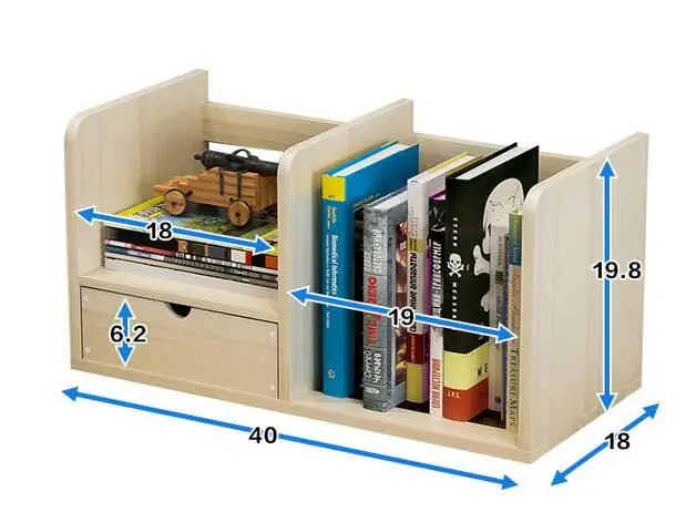 cheap 40*20*18CM Modern Desktop Bookshelf Office Storage Bookcase Student Desk Rack With Drawer