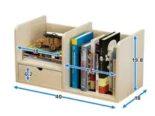 40*20*18CM Modern Desktop Bookshelf Office Storage Bookcase Student Desk Rack With Drawer