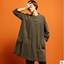 Продукт, выпуск весной, дизайн, чистый 35% хлопок, 55% лен, свободные большие размеры, женская футболка