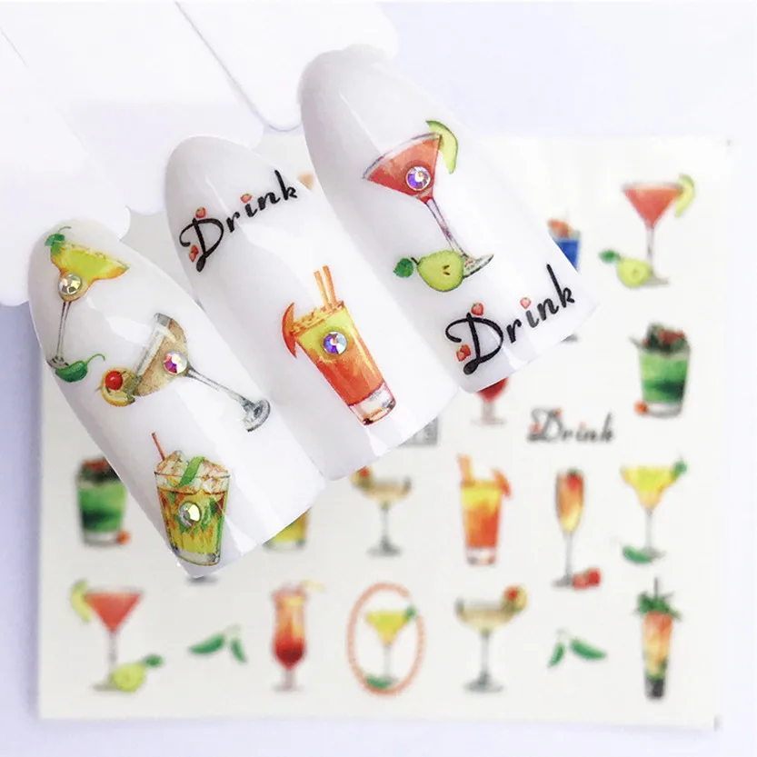 

1 Sheet Fruit Christmas Nail Stickers Flowers Plants Water Decal Pattern 3D fashion Sticker Nail Art Wraps Decor Manicure Tools