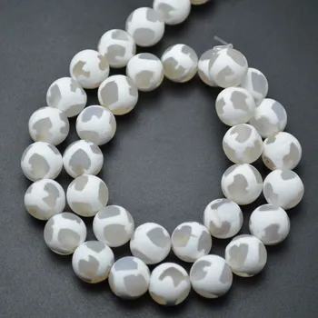 

8mm 10mm White Color Faceted DZI Stone Round Loose Beads