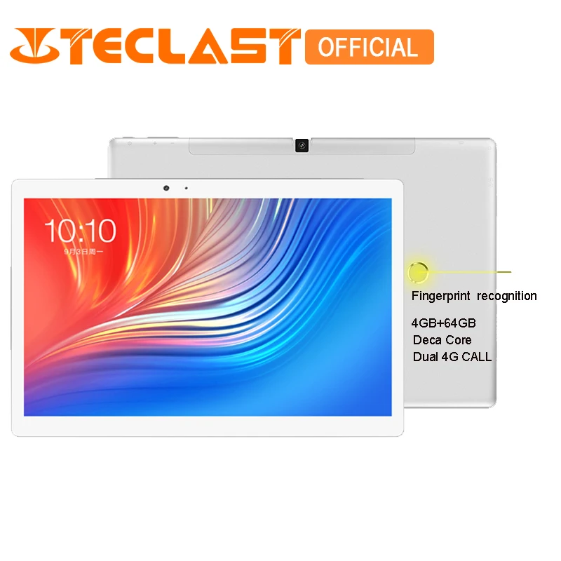 

Teclast T20 4G Phone MT6797 X27 Deca Core 4GB ROM+64GB Fingerprint Recognition RAM 10.1 inch Android 7.0 GPS Dual WiFi PC Tablet