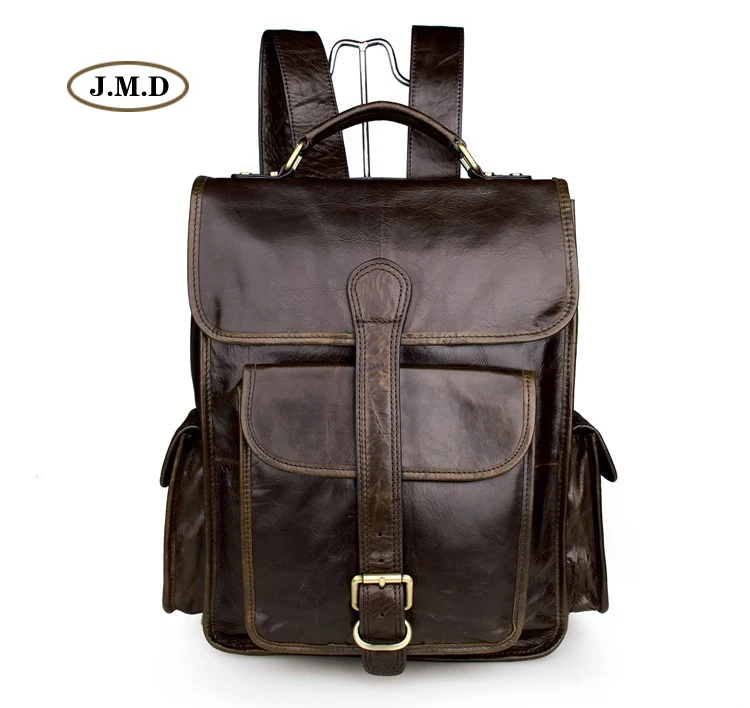 

J.M.D High Quality Genuine Cow Leather Causal Large Capacity Travel Rucksack Fashion Backpack Travel Bag Laptop Bag 7283C