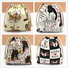 IVYYE 14 or 17CM Kumamon Doraemon Cartoon Drawstring Bags Canvas Storage Handbags Makeup Bag Coin Bundle Pocket Purse NEW