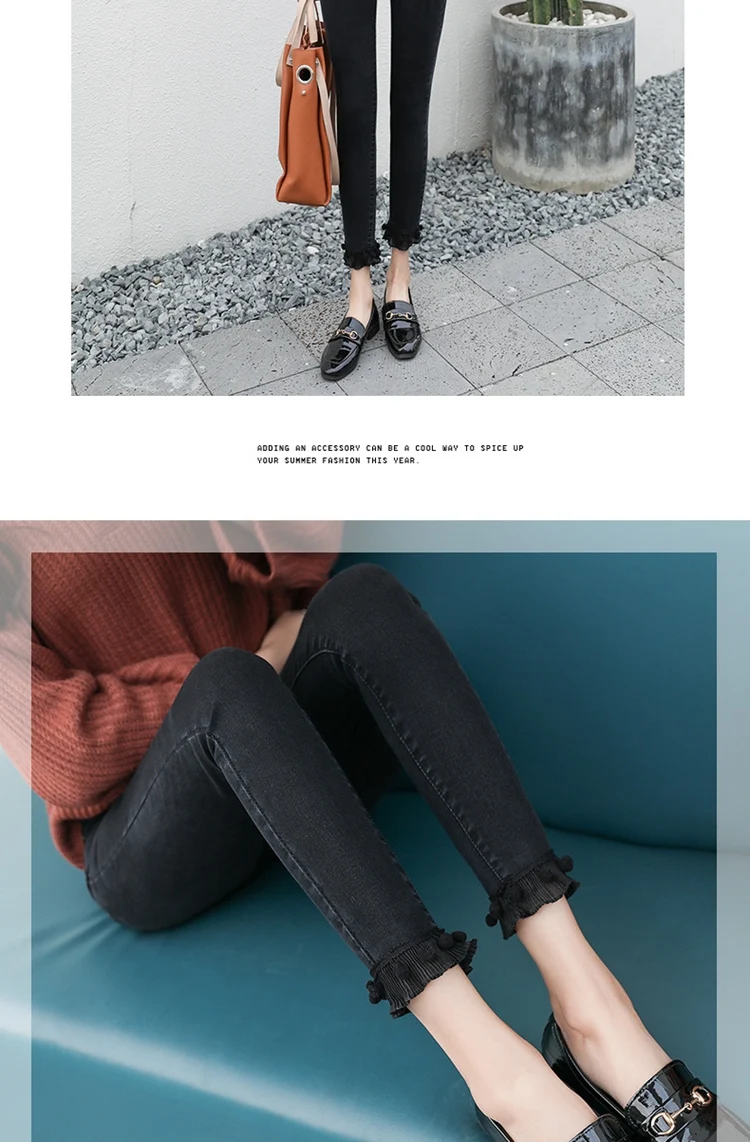 CTRLCITY с кружевной аппликацией с новый тонкий стрейч Высокая Талия обтягивающие джинсы женские нуля Винтаж цвет: черный, синий карандаш брюки