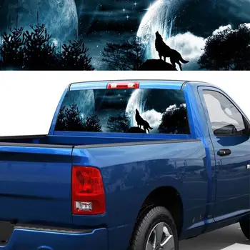 

Auto Car Rear Window Graphic Decal Tint Sticker 4 Sizes Wolf Howling In The Night Cool Car Sticker Truck Decoration