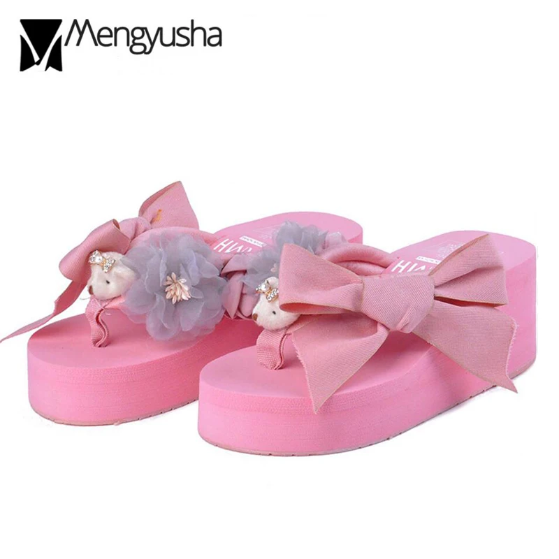 pink platform flip flops