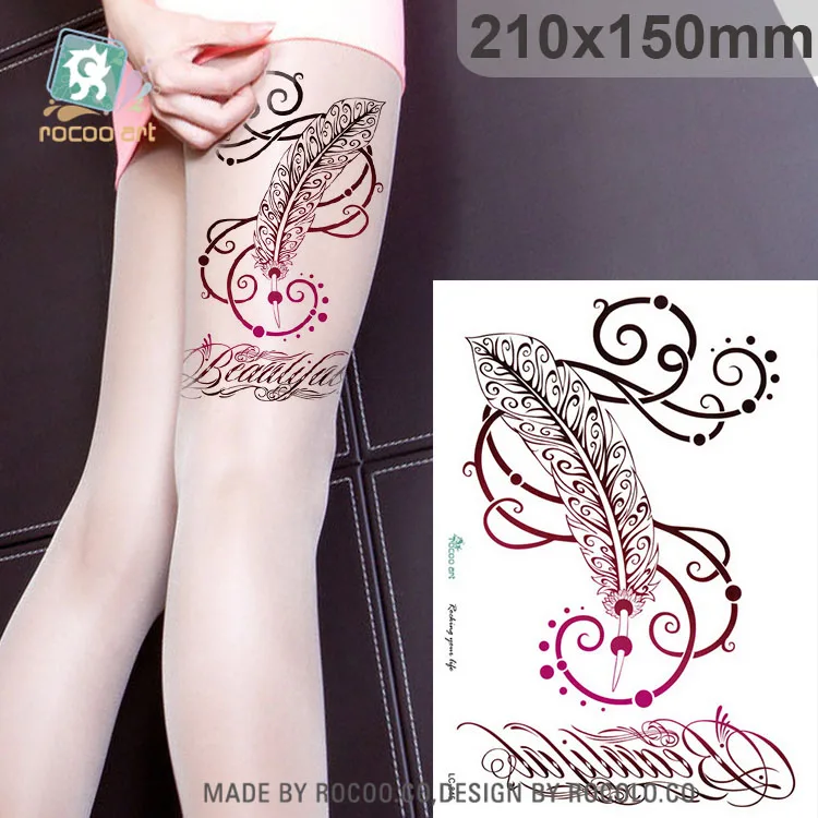 

LC845/Latest Big Feather Temporary Body Tattoo Stickers New Designs-a5 sheet Tattoo