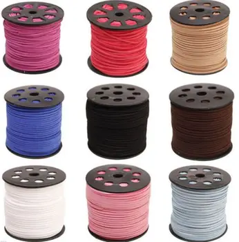 

3mm x1.5mm 100 meter mixed black brown Faux Flat Suede velvet Lace Leather Cord Jewelry DIY Rope bracelet Jewelry accessories