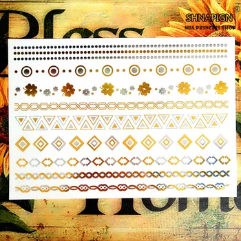 

SHNAPIGN 24 style Temporary Body Art, Large Round Flower Golden Designs, Flash Tattoo Sticker Keep 3-5 days Waterproof 21*15cm