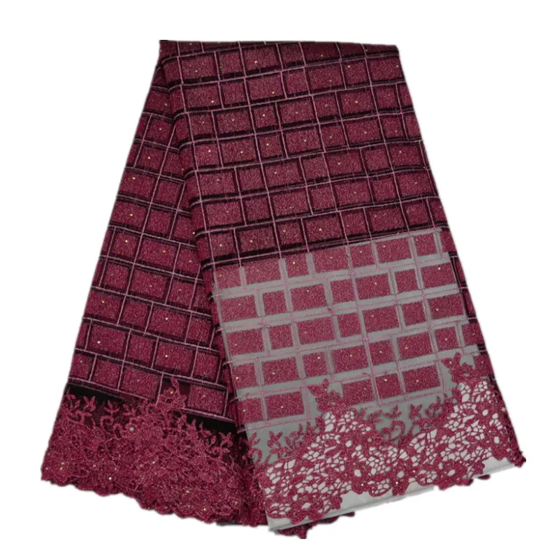 

New Design Beaded Embroidery Net Lace Fabric with Stone for Lady dress