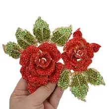 Tuliper великолепная брошь в виде цветка розы, красные Броши с австрийскими кристаллами для женщин, вечерние ювелирные изделия, подарок, золотой тон