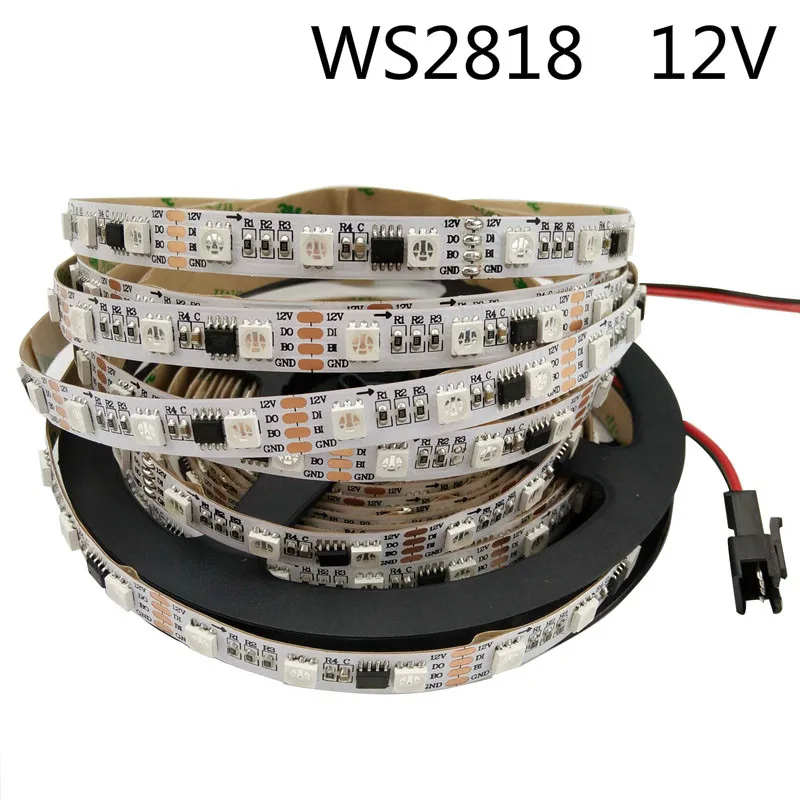 5 В/12 В м WS2812B индивидуальная Адресуемая WS2811 WS2812 WS2813 WS2815 WS2818 30/60Led/M умная Пиксельная