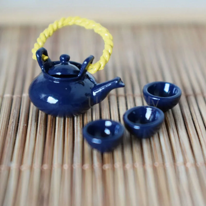 Милый китайский стиль кукольный домик чайная чашка набор игрушка~ 1/12 весы Миниатюрный Кукольный дом мебель аксессуары для посуды