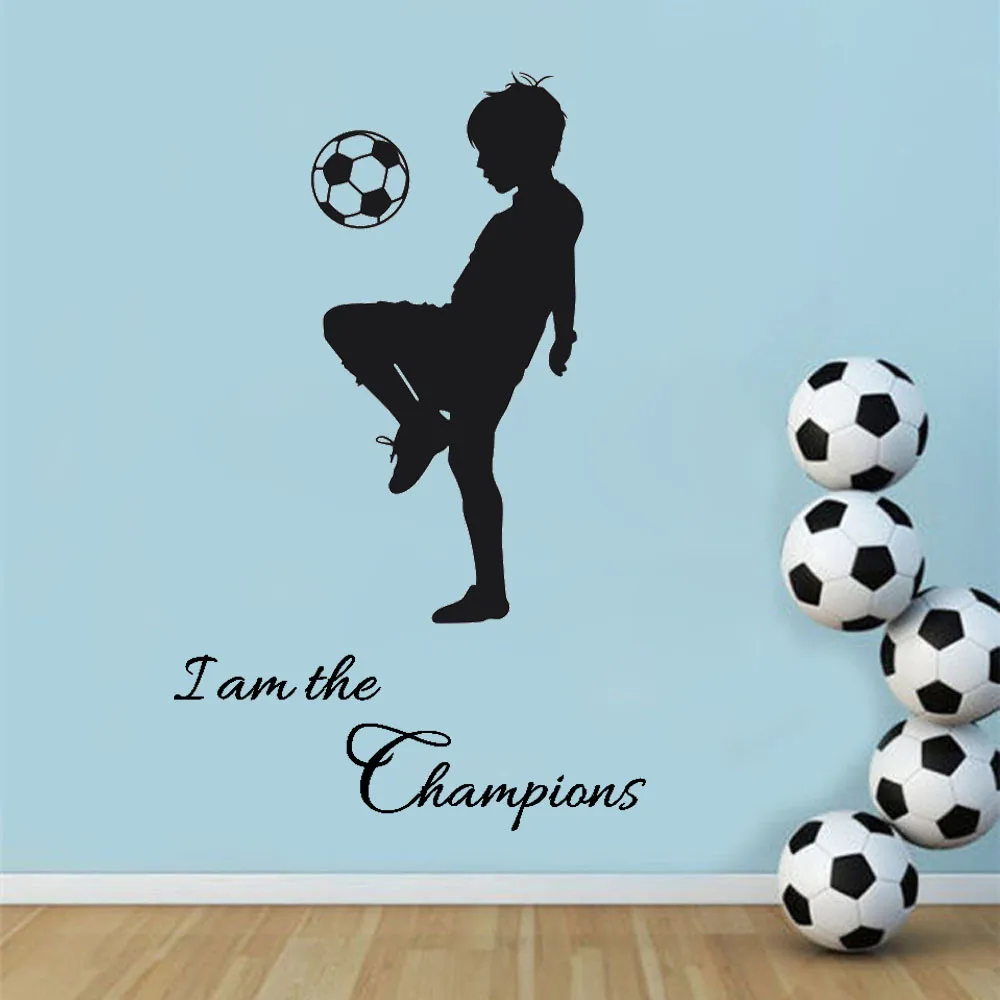 Настенная Наклейка из ПВХ для детских комнат футбол I am The Champions Футбольная