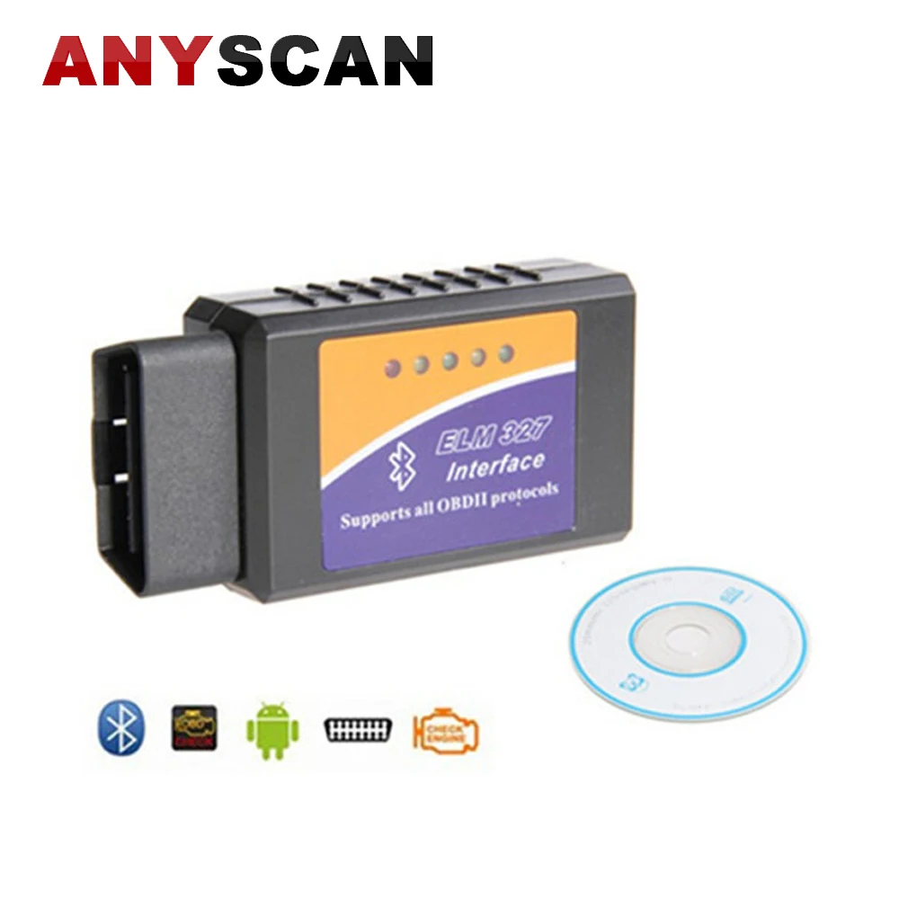 

OBD2 OBD-II Auto Car Diagnostic Scanner OBDII ELM327 Bluetooth ELM 327 Interface V2.1 Work On Android Torque Free Shipping