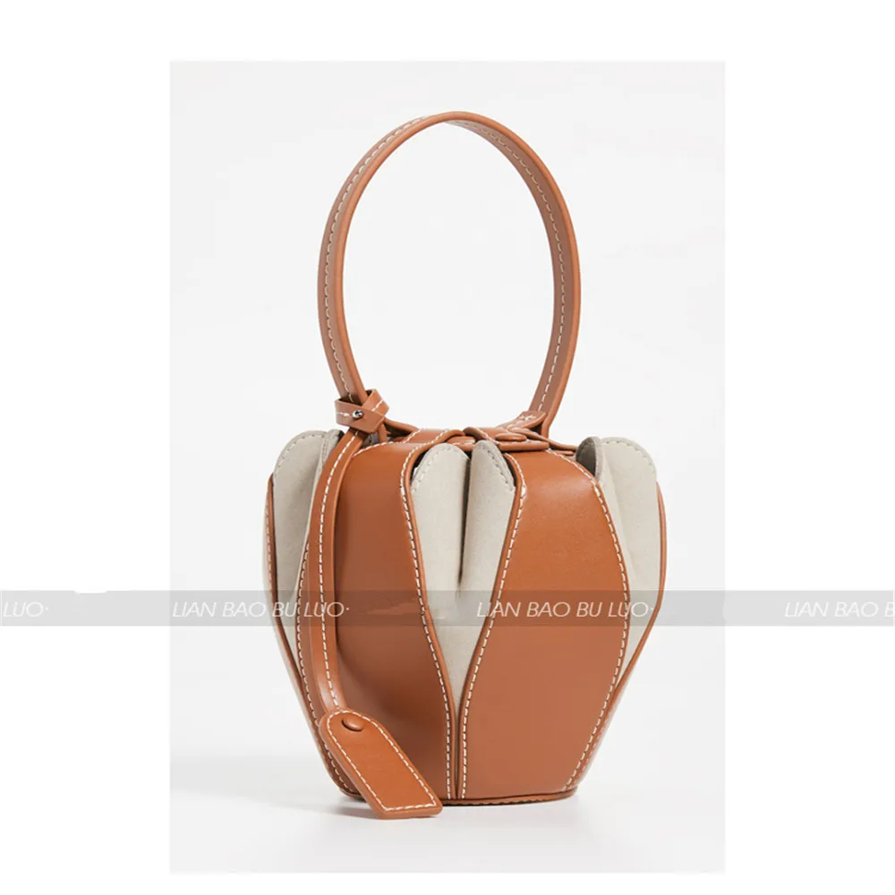 

New 2019 women custom bag niche bucket bag, new petal patchwork lantern bag hand bill shoulder handbags