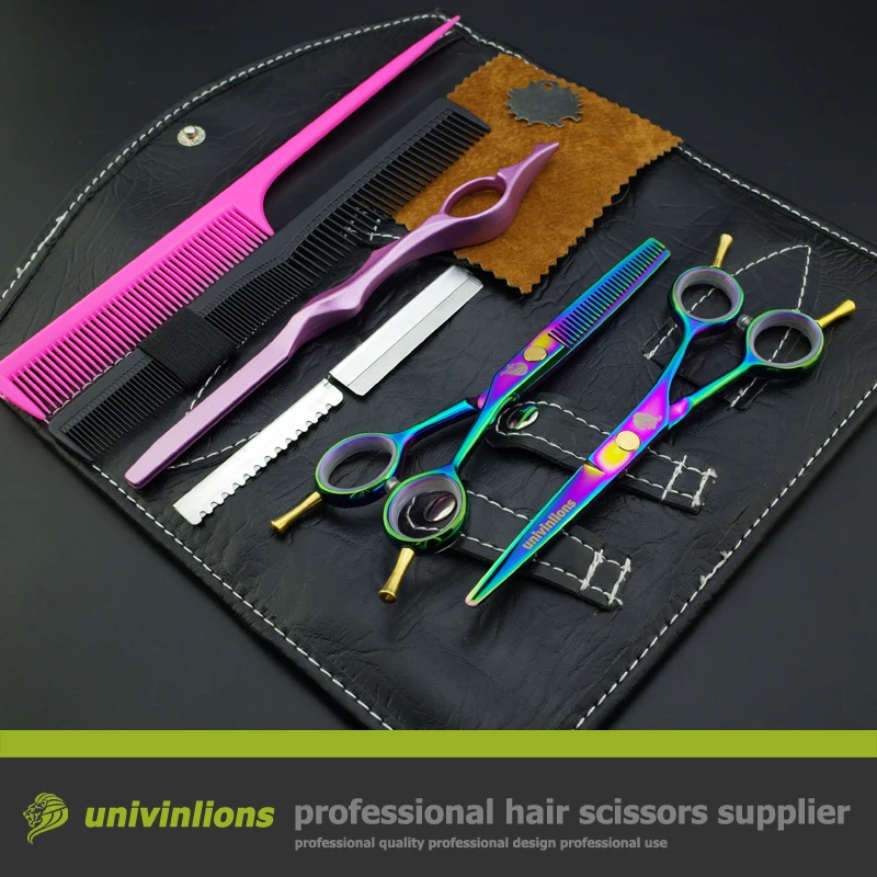

5.5" with razor hot hair scissors hairdressing scissors rainbow shears cabelereiro titan scissors thinning shears haircut set